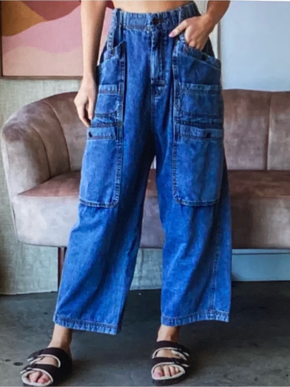 Oli & Hali Wide Leg Denim Cargo Jeans